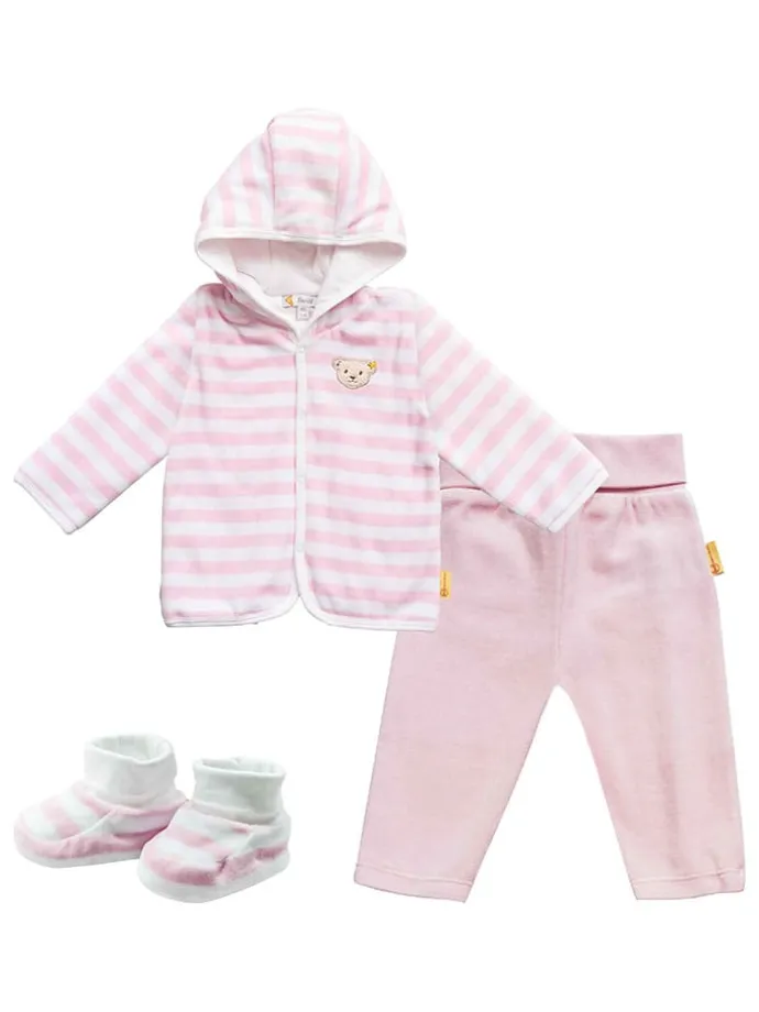 3tlg. Outfit in Rosa/ Weiß