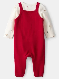 2tlg. Outfit in Rot/ Creme