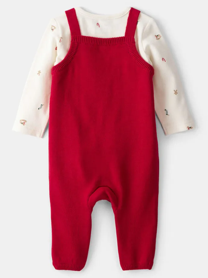 2tlg. Outfit in Rot/ Creme