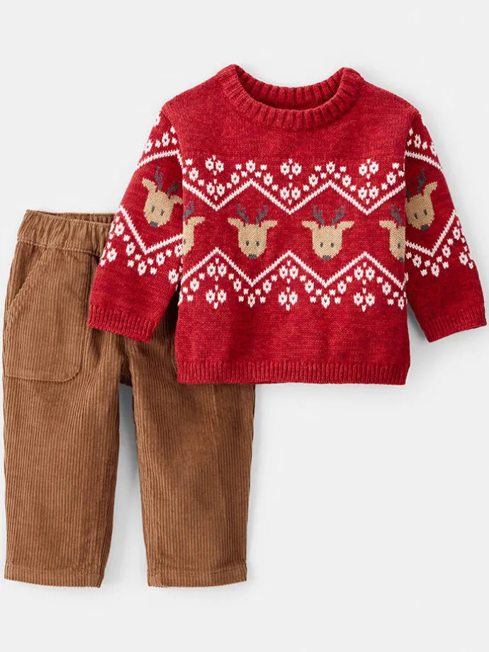 2tlg. Outfit in Rot/ Hellbraun