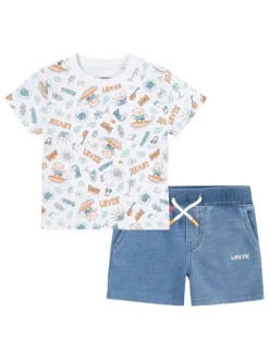 2tlg. Outfit in Weiß/ Bunt