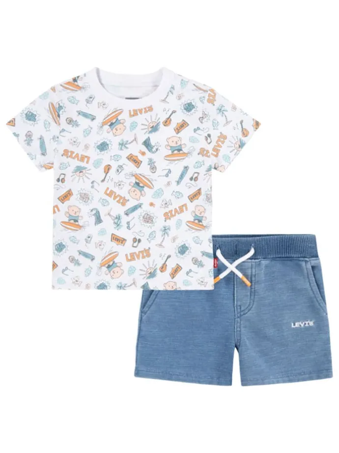 2tlg. Outfit in Weiß/ Bunt