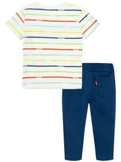 2tlg. Outfit in Weiß/ Dunkelblau
