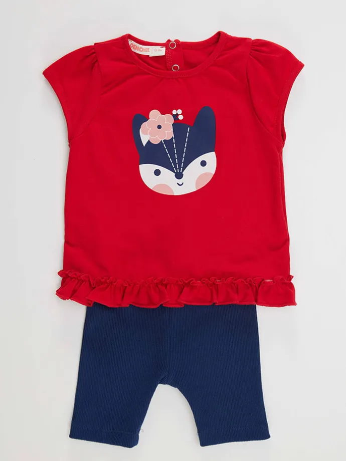 2tlg. Outfit "Red Fox" in Rot/ Dunkelblau