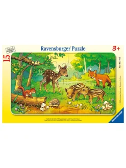 15tlg. Rahmenpuzzle "Tierkinder des Waldes" - ab 3 Jahren