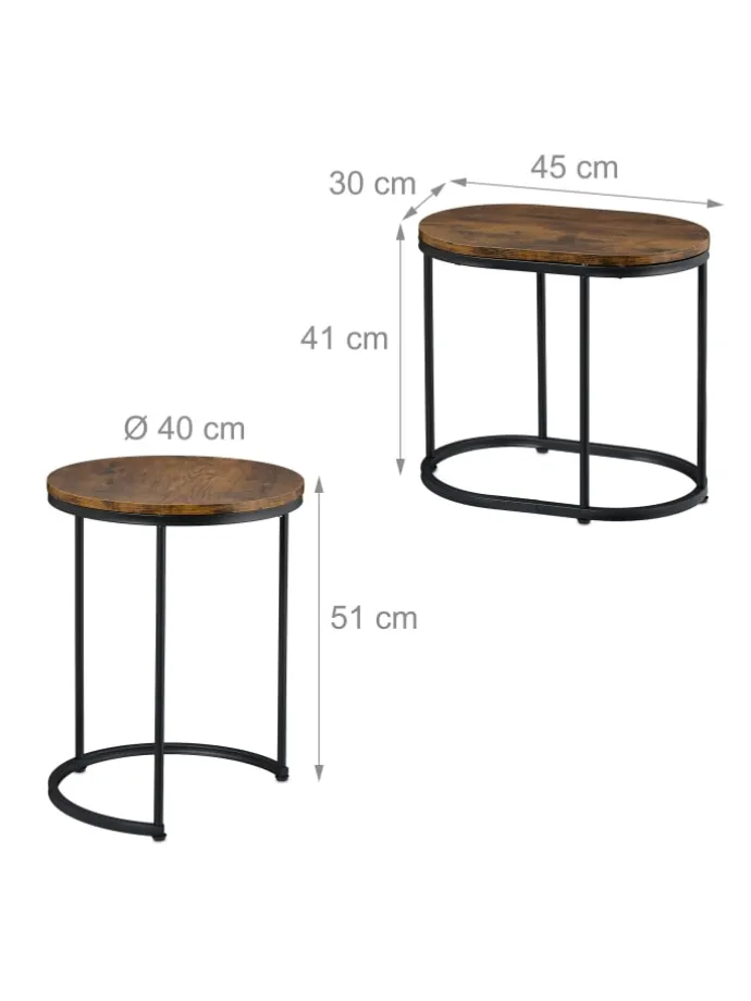 2-tlg. Satztisch-Set in Braun/ Schwarz