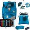 4tlg. Schulranzen-Set "Alpha Set Safety Light - Polar Blue" in Blau