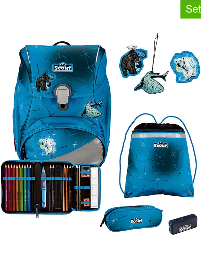 4tlg. Schulranzen-Set "Alpha Set Safety Light - Polar Blue" in Blau