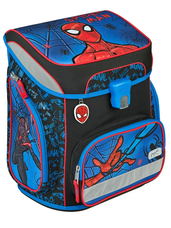 5tlg. Schulranzen-Set "EasyFit Spider-Man" in Blau - 18 l