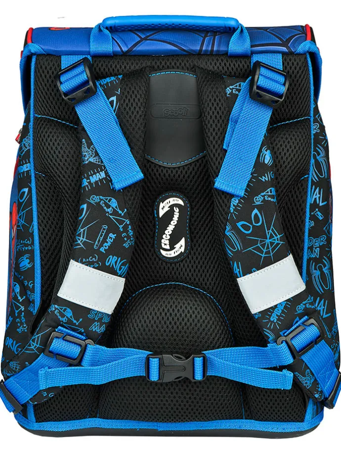 5tlg. Schulranzen-Set "EasyFit Spider-Man" in Blau - 18 l