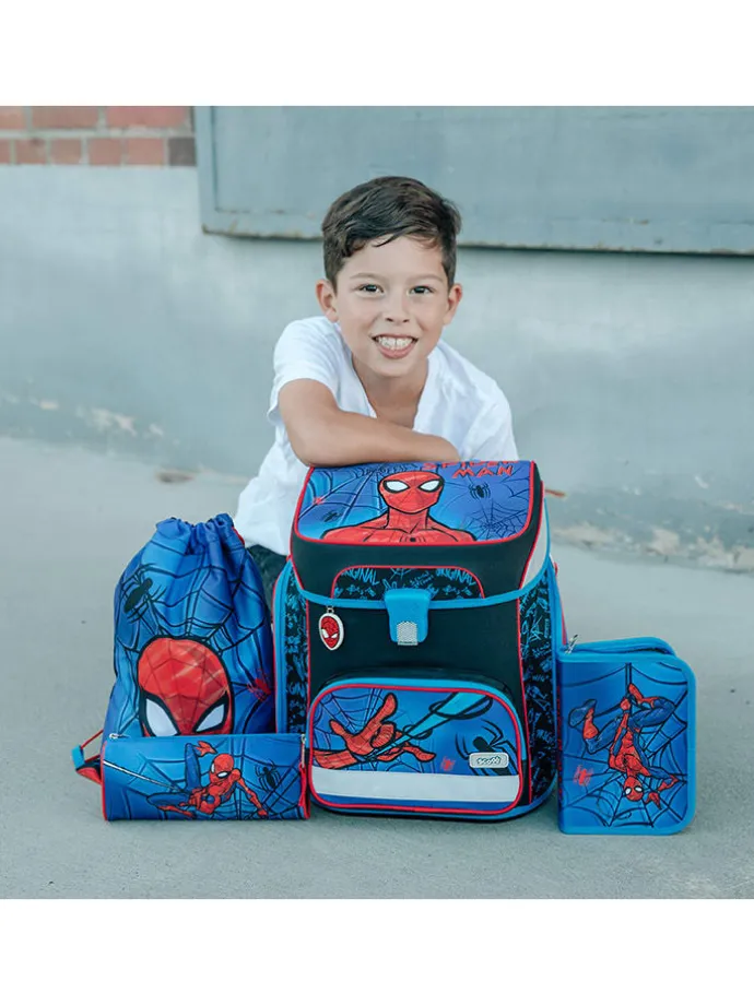 5tlg. Schulranzen-Set "EasyFit Spider-Man" in Blau - 18 l