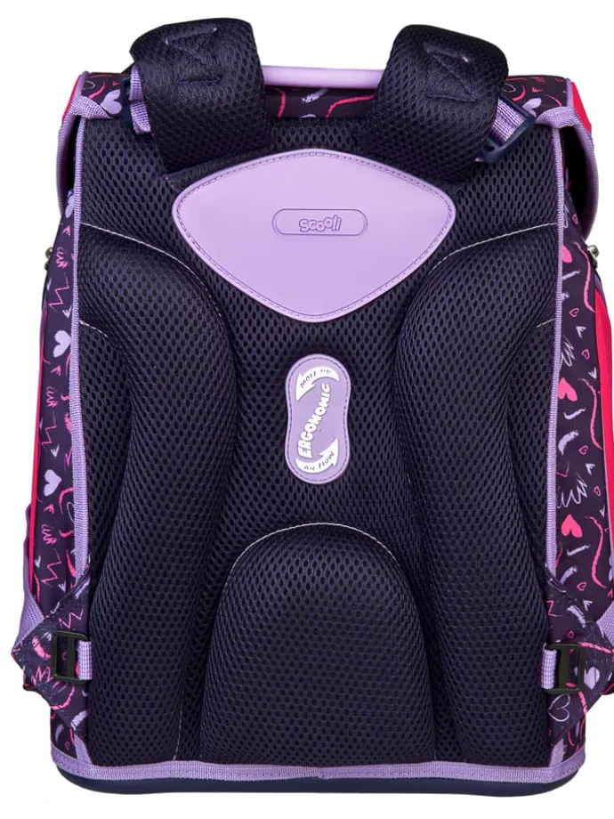 5tlg. Schulranzen-Set "EasyFit Glow Edition" in Pink/ Dunkelblau