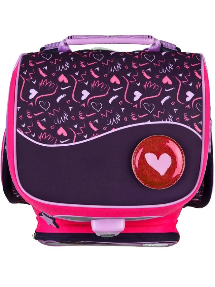 5tlg. Schulranzen-Set "EasyFit Glow Edition" in Pink/ Dunkelblau