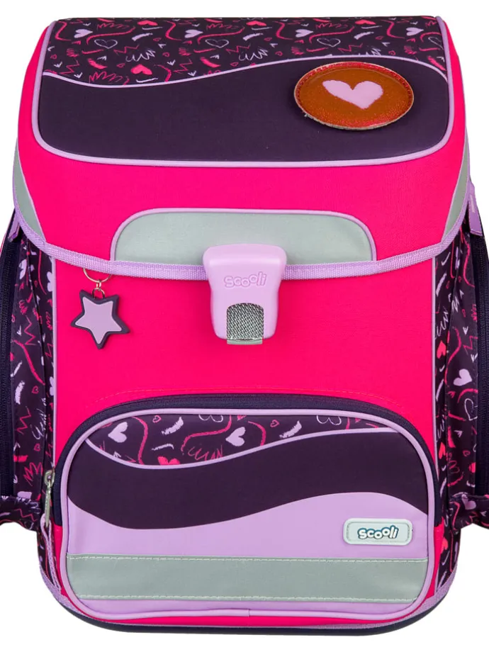 5tlg. Schulranzen-Set "EasyFit Glow Edition" in Pink/ Dunkelblau