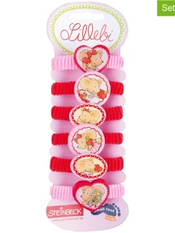 18tlg. Set - Zopfgummis "Lillebi" in Rot/ Pink