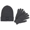 2tlg. Set: Beanie und Handschuhe in Grau