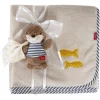 2-tlg. Set Kuscheldecke + Greifling 75 x in bunt