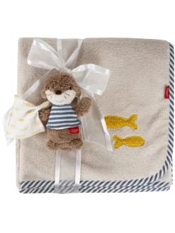2-tlg. Set Kuscheldecke + Greifling 75 x in bunt