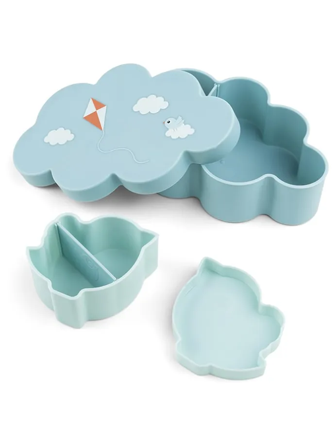 3tlg. Set: Lunchbox & Trinkflasche in Hellblau