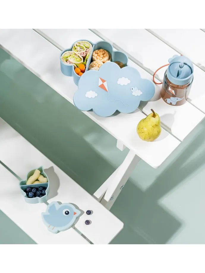 3tlg. Set: Lunchbox & Trinkflasche in Hellblau