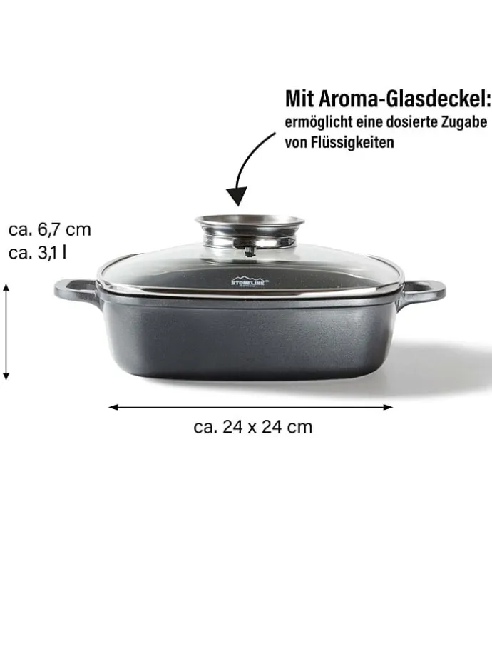 2tlg. Set: Servierpfanne in Grau - (L)24 x (B)24 cm