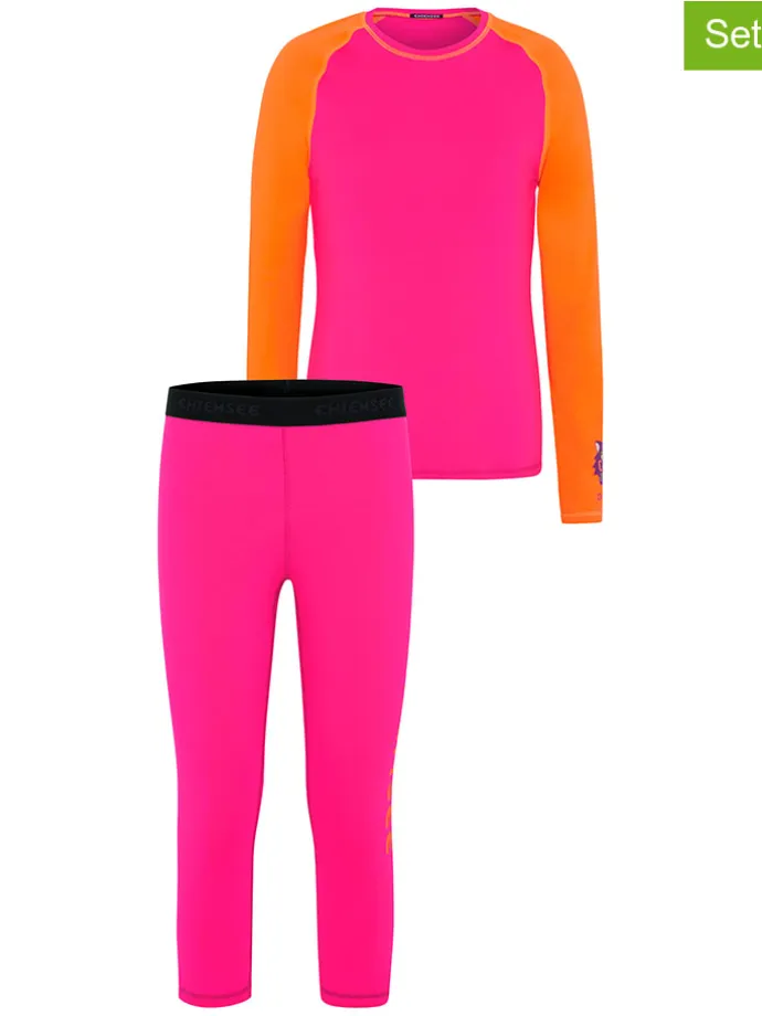 2tlg. Sportwäsche-Set in Pink/ Orange