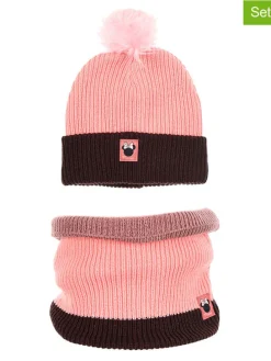 2tlg. Winteraccessoires-Set "Minnie" in Rosa/ Dunkelbraun