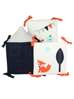 6tlg.-Set: Nestchen "FUCHS & Co." in Grau/Orange - (L) 30 x (B) 30cm
