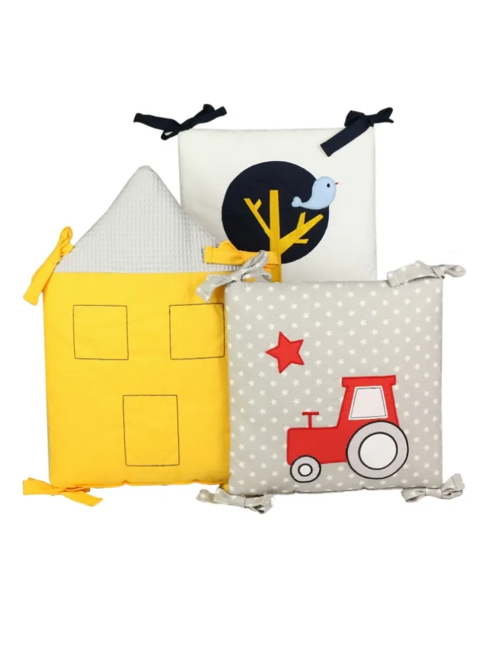6tlg.-Set: Nestchen "TRAKTOR & Co." in Grau/Gelb - (L) 30 x (B) 30cm