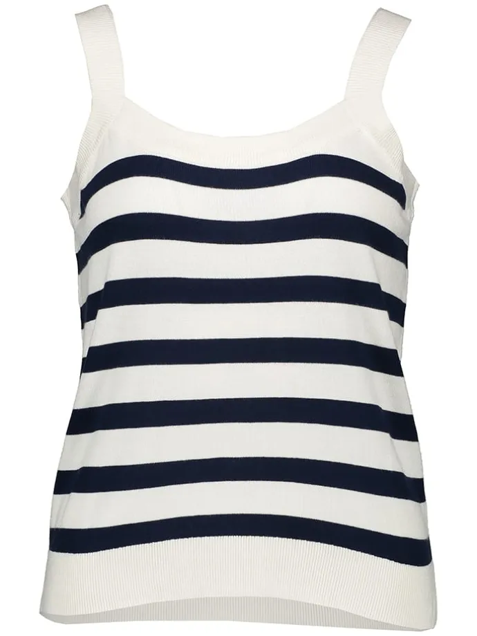 Top in Creme/ Dunkelblau