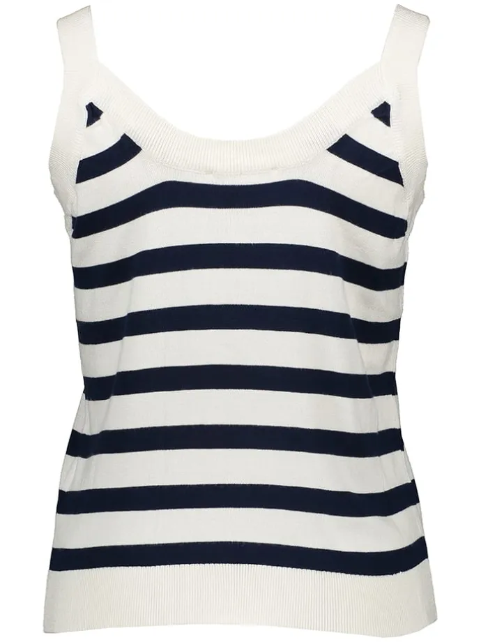 Top in Creme/ Dunkelblau