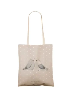 Tote Bag Turteltauben Liebe ohne Spruch in Grau Pastell