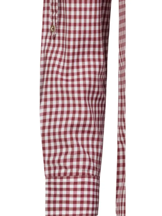 Trachtenhemd Langarm Sepp in Weinrot