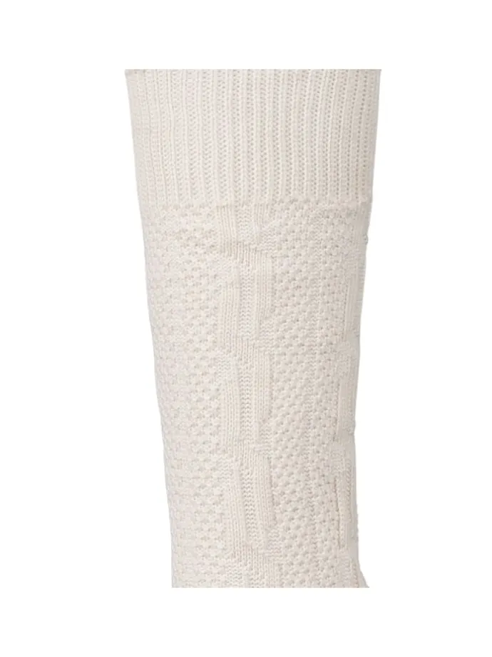 Trachtensocken Kniestrümpfe mit Zopfmuster in Weiss
