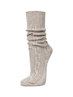 Trachtensocken Kniestrümpfe mit Zopfmuster in Beige