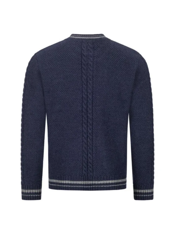 Trachtenstrickjacke Langarm Henry in Blau