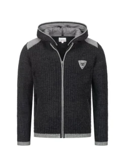 Trachtenstrickjacke Langarm Hugo in Anthrazit
