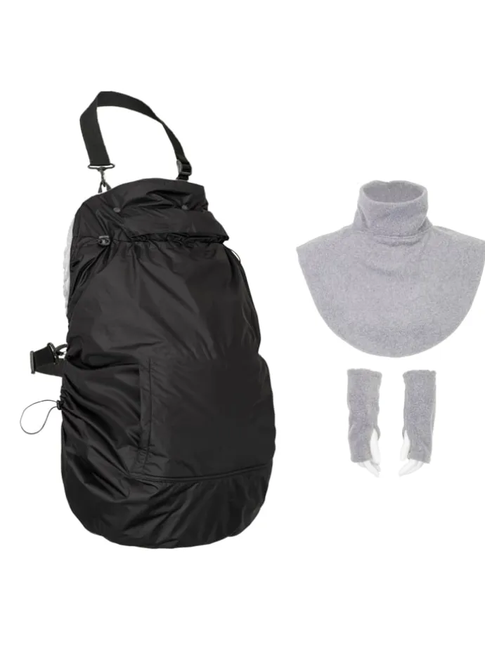 Tragecover Fleece-Cover 3-in-1 mit Regenschutz, Schalkragen & Stulpen in stone