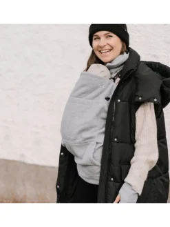 Tragecover Fleece-Cover 3-in-1 mit Regenschutz, Schalkragen & Stulpen in stone