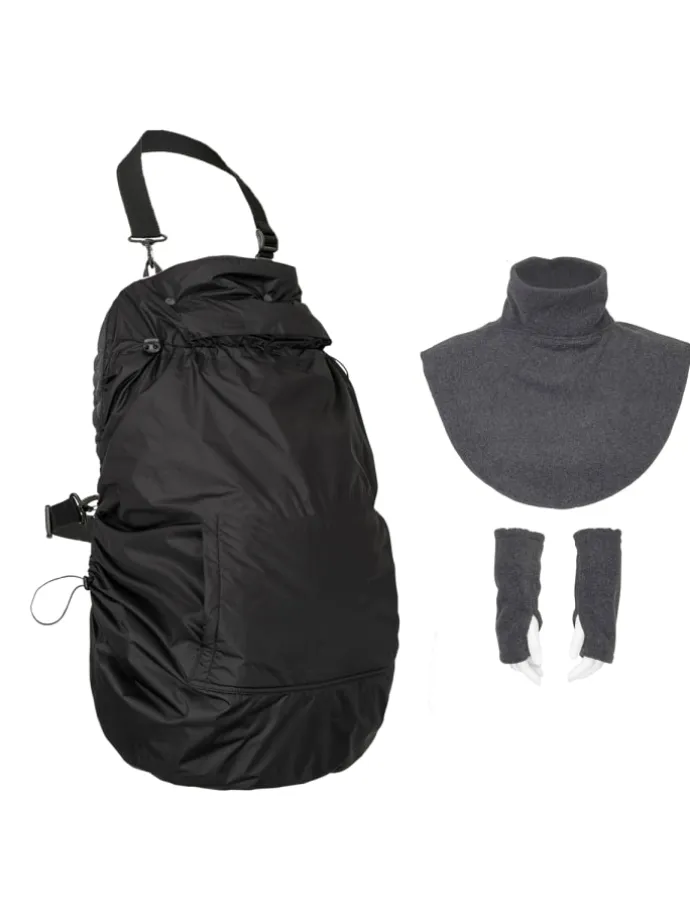 Tragecover Fleece-Cover 3-in-1 mit Regenschutz, Schalkragen & Stulpen in anthrazit