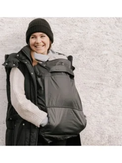 Tragecover Fleece-Cover 3-in-1 mit Regenschutz, Schalkragen & Stulpen in anthrazit
