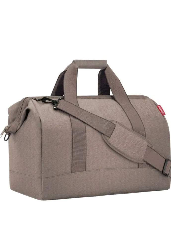 travelling allrounder L - Reisetasche 48 cm (forest gold) in herringbone mokka