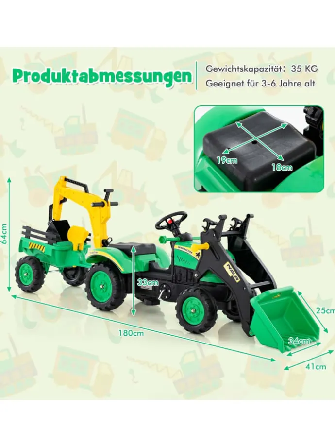 Trettraktor Kinder Elektroauto 3-6 Jahre in Grün