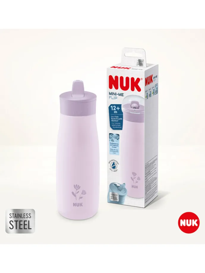 Trinkflasche "Mini-Me Flip Cup Blume" in Lila - 450 ml