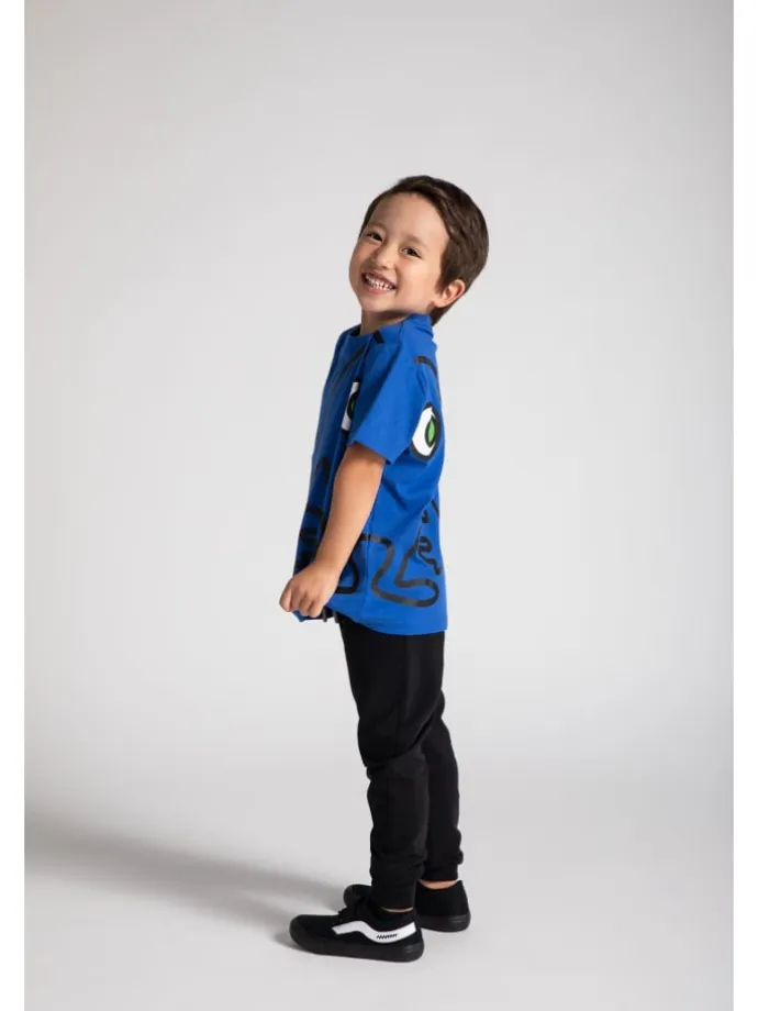 T-shirt aus Baumwolle mit kurzen Ärmeln in blau