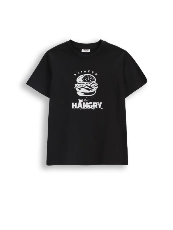 T-shirt aus Baumwolle mit kurzen Ärmeln in schwarz