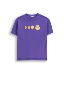 T-shirt aus Baumwolle mit kurzem Ärmel in violett