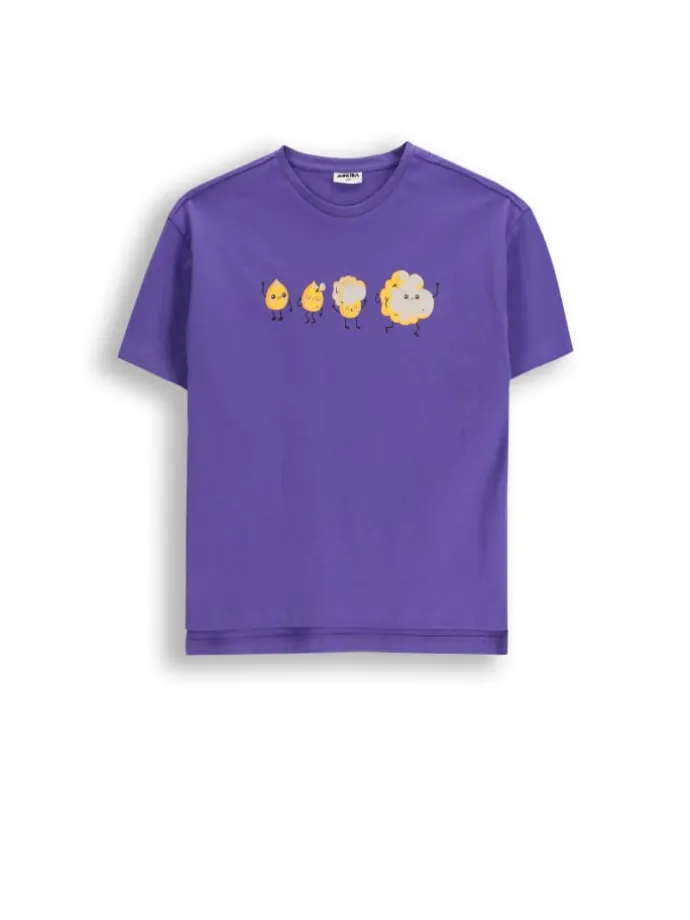 T-shirt aus Baumwolle mit kurzem Ärmel in violett