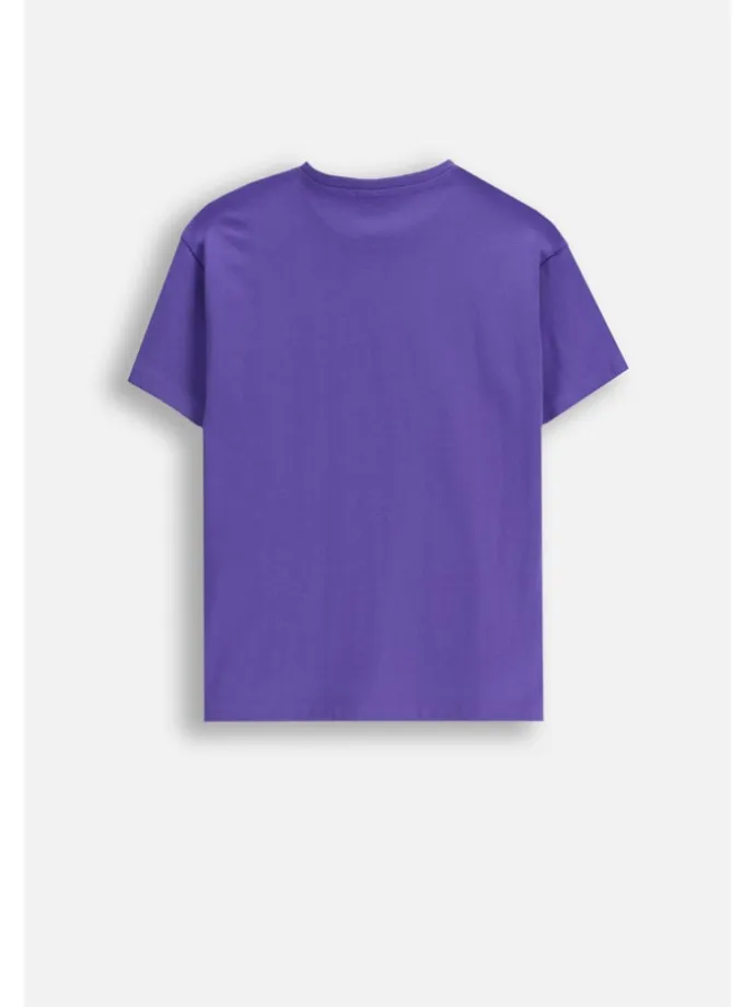 T-shirt aus Baumwolle mit kurzem Ärmel in violett
