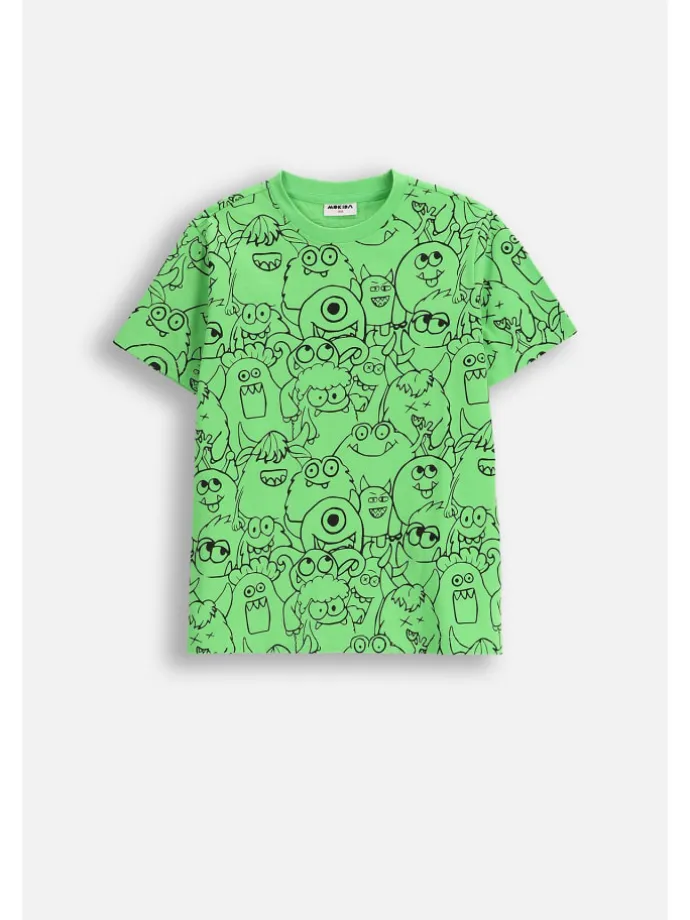 T-Shirt aus Baumwolle mit kurzem Ärmel in grün